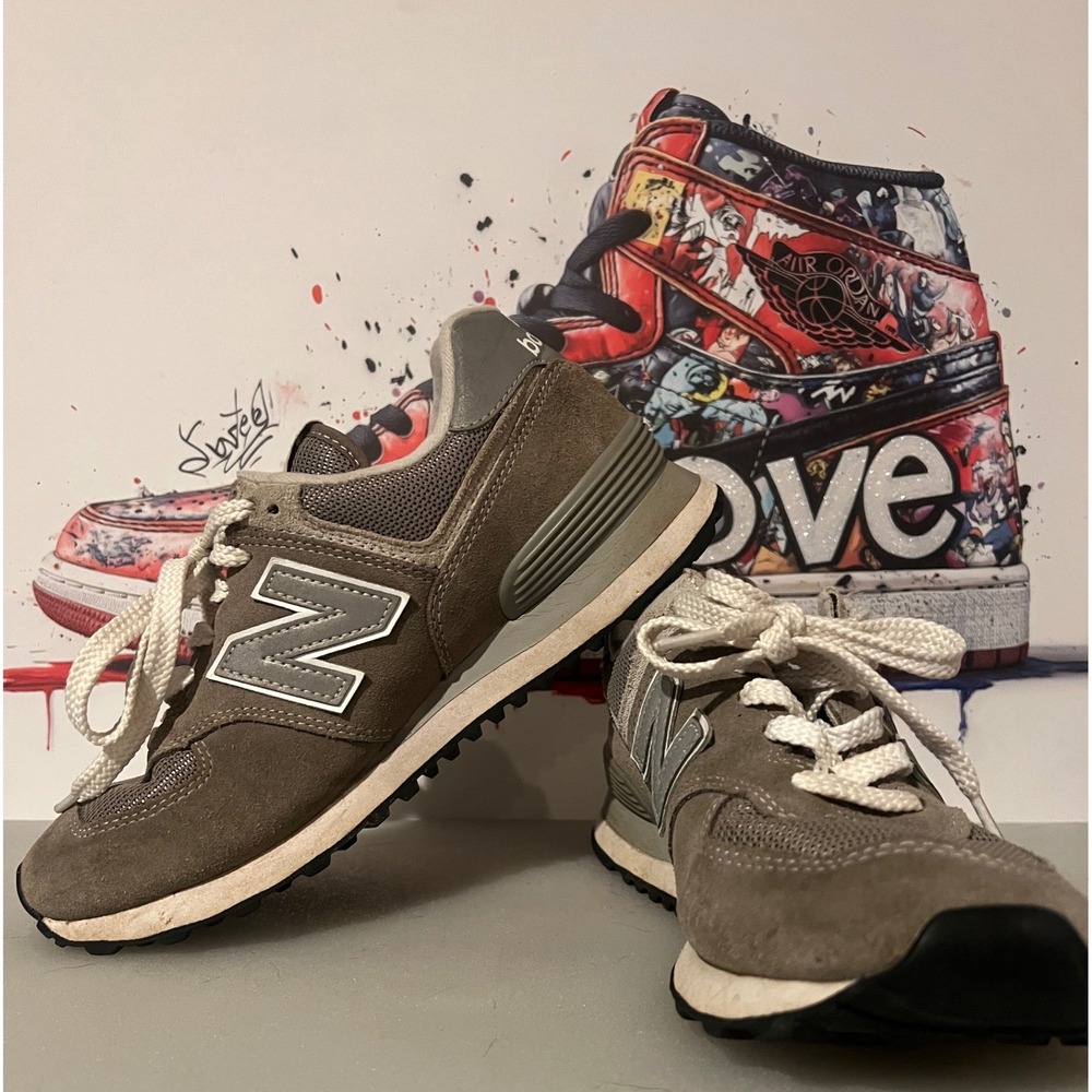 New Balance 574 Sneaker Women 7.5 Grey Excellent WL574EB Suede Mesh Classic